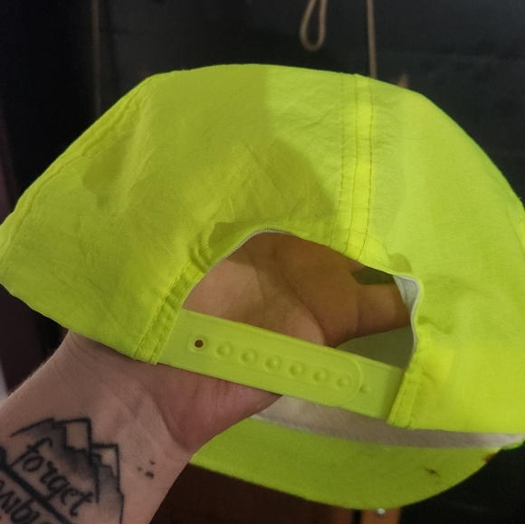 Vintage Neon Green Cap with Embroidery Bowling 1980s Trucker Hat - Picture 9 of 10